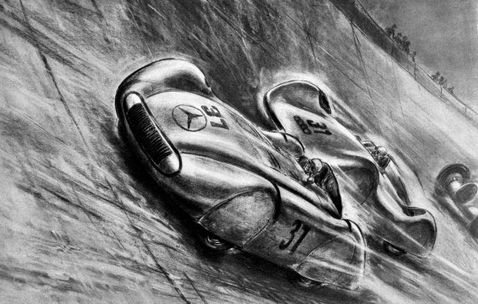 Lang and Rosemeyer at Avus 1937 by Carlo Demand